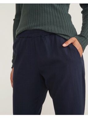 Marine Layer Navy Elastic-Waist Trousers
